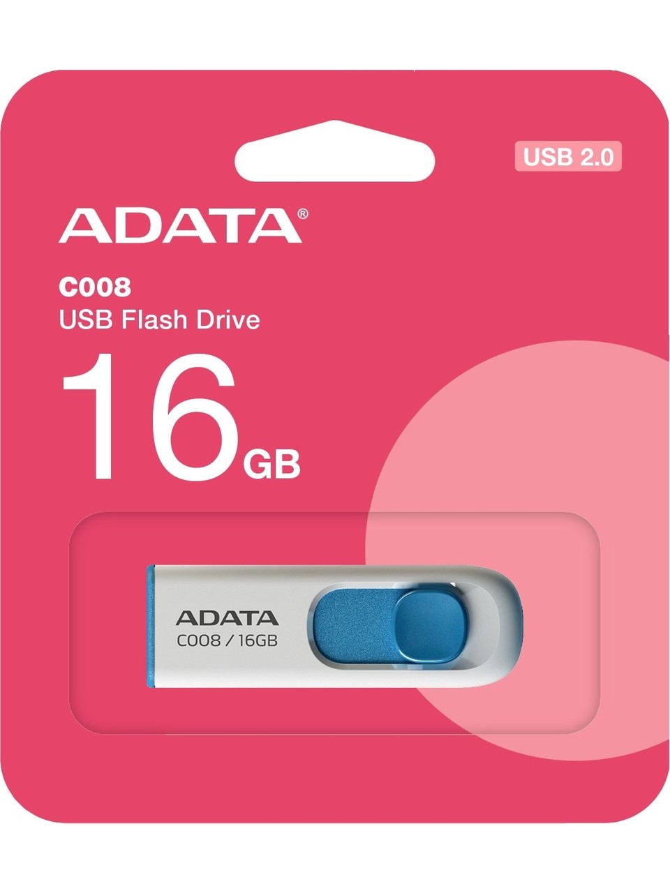 ADATA C008 16GB USB 2.0 FLASH DİSK ( BEYAZ/MAVİ)