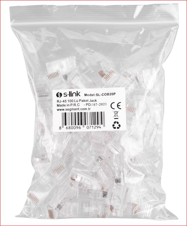 SLİNK SL-COB20P YENİ NESİL DELİKLİ 100LÜ RJ45 JACK PAKET