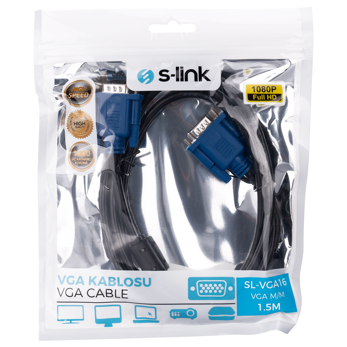 1.5m  S-link SL-VGA16 Data Kablosu