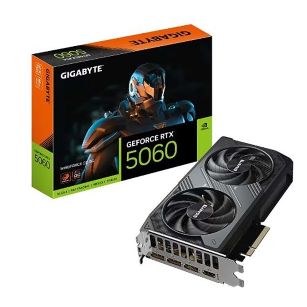 GIGABYTE RTX5060 8GB GDDR7 128 BİT HDMI - 3XDISPLAY 2 FANLI EKRAN KARTI
