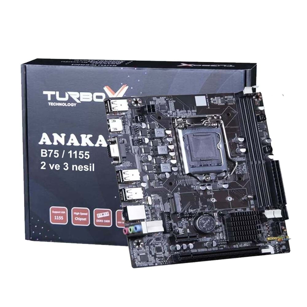 TURBOX B75(H61) M2 DDR3 1600MHZ USB 3.0 VGA HDMI 1155P 2.3.GEN ANAKART