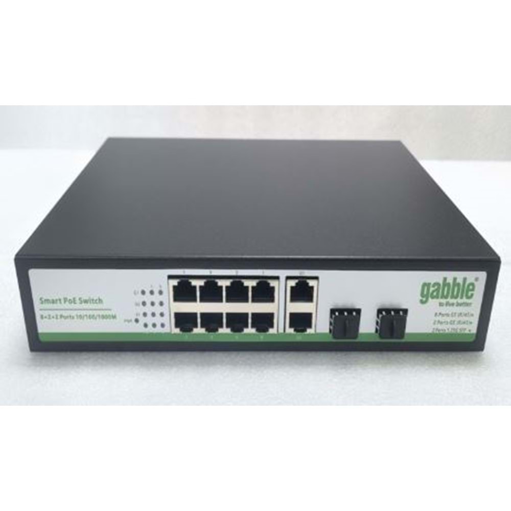 GAB-P82GGS 10/100/1000M 8 PORT POE + 2x1000M UPLINK + 2xSFP 120W