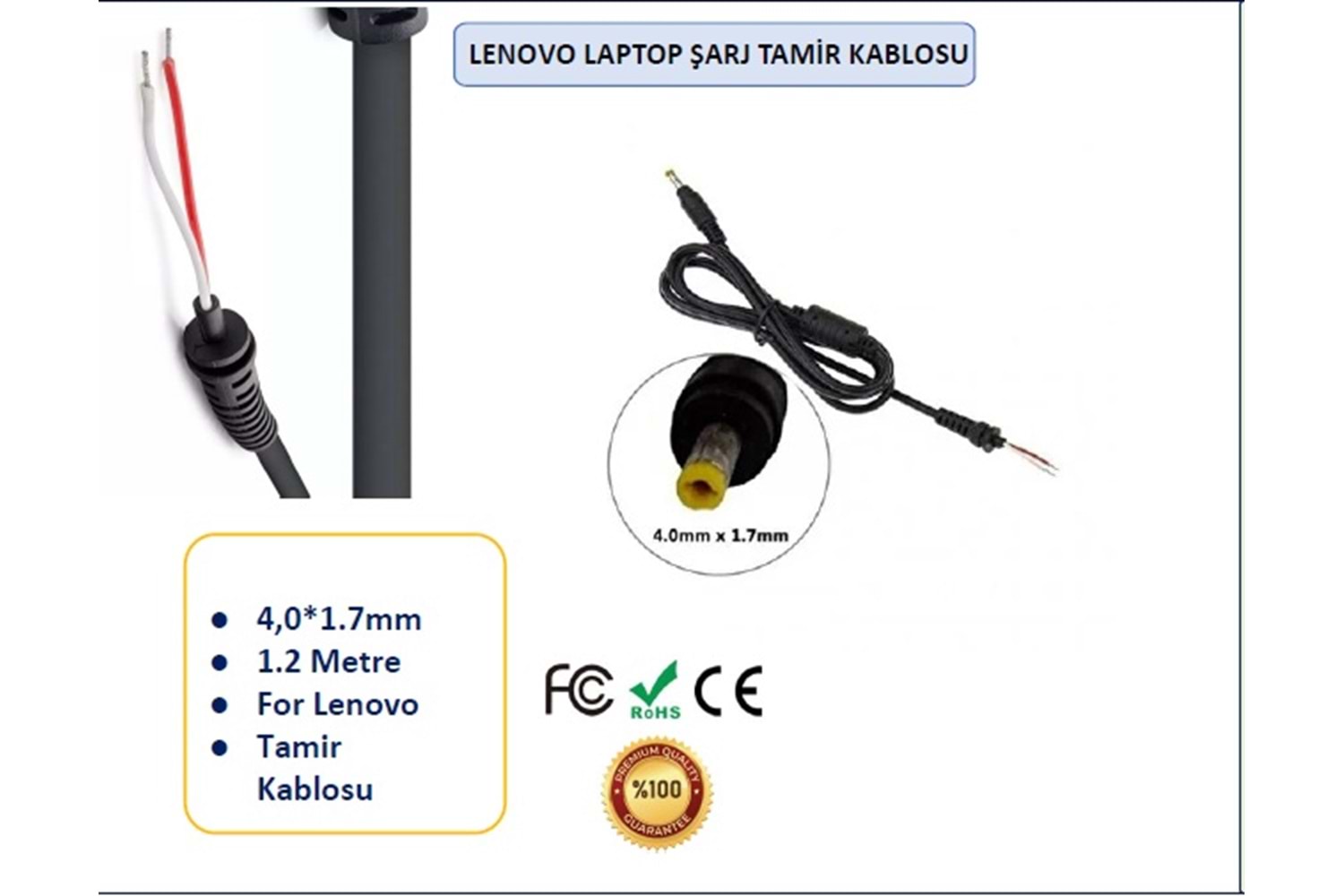 4.0*1.7MM LENOVO - CASPER İNCE UÇ ADAPTÖR TAMİR KABLOSU -041
