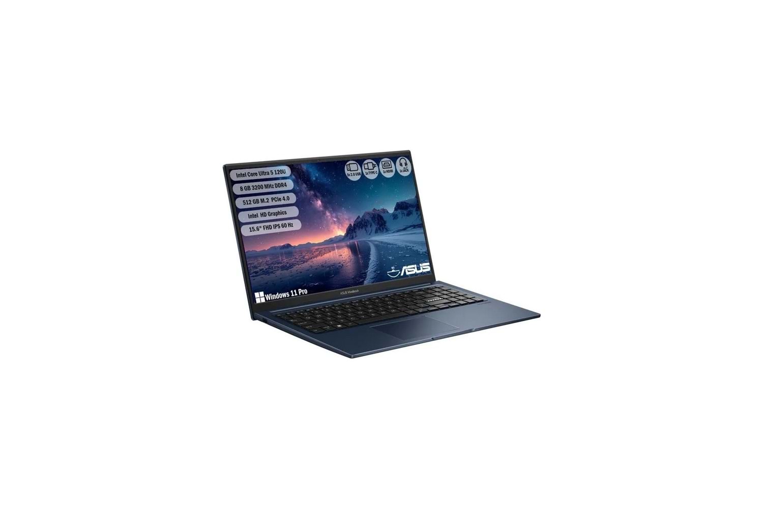 ASUS VİVOBOOK İNTEL CORE 5 120U 8GB DDR5 RAM 512GB M.2 SSD 15.6