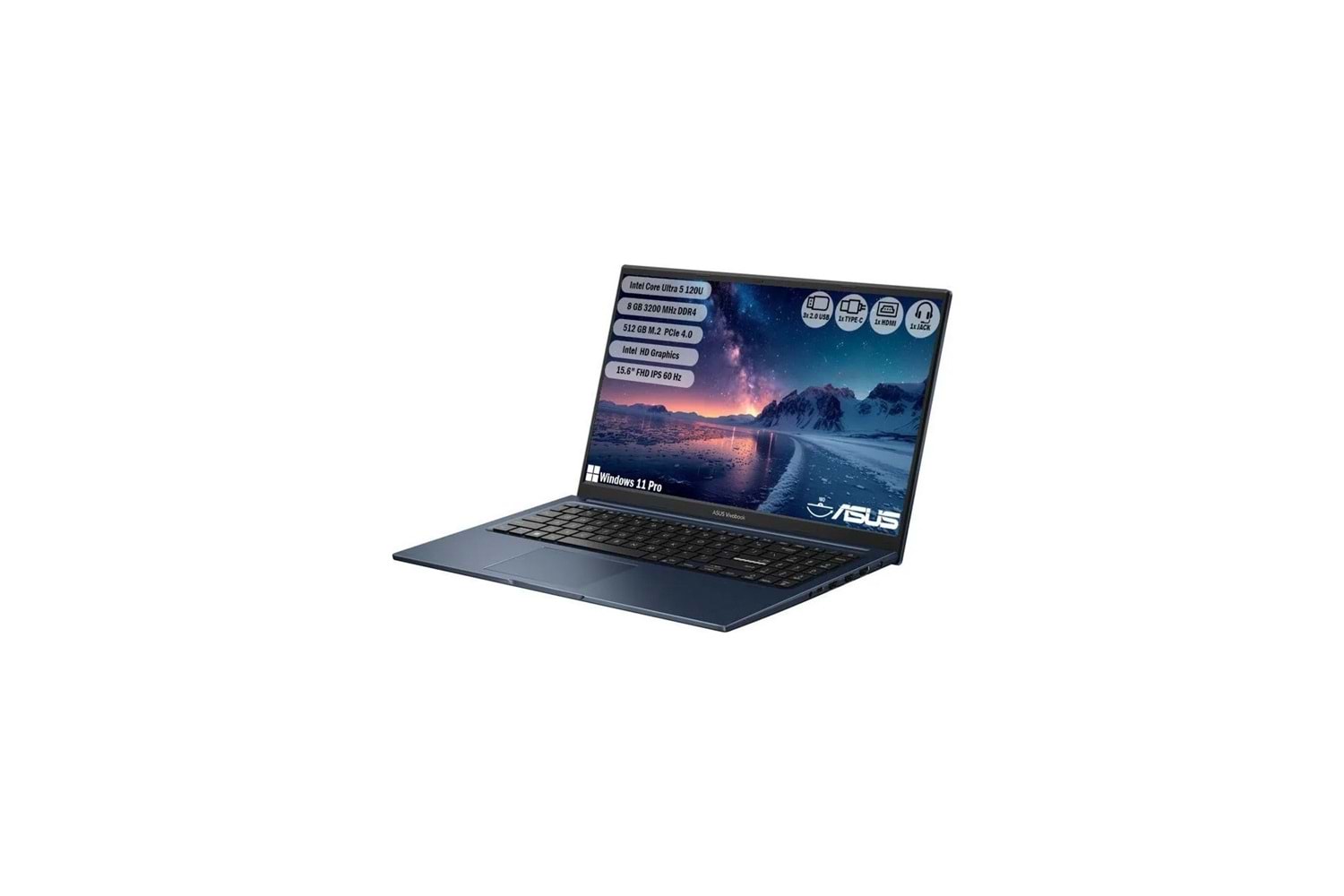 ASUS VİVOBOOK İNTEL CORE 5 120U 8GB DDR5 RAM 512GB M.2 SSD 15.6