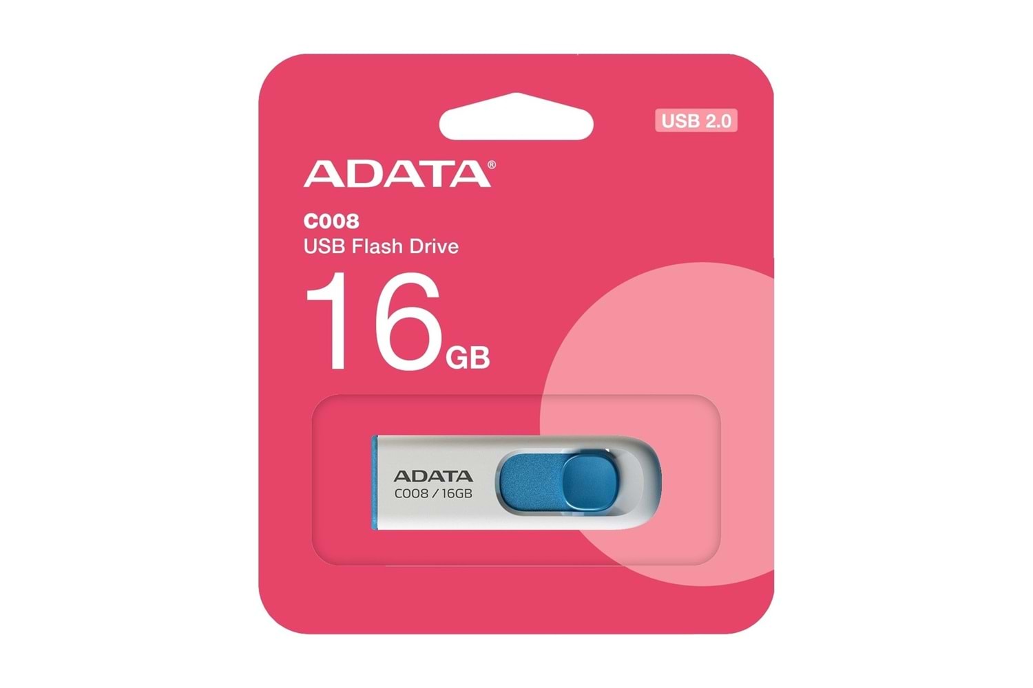ADATA C008 16GB USB 2.0 FLASH DİSK ( BEYAZ/MAVİ)