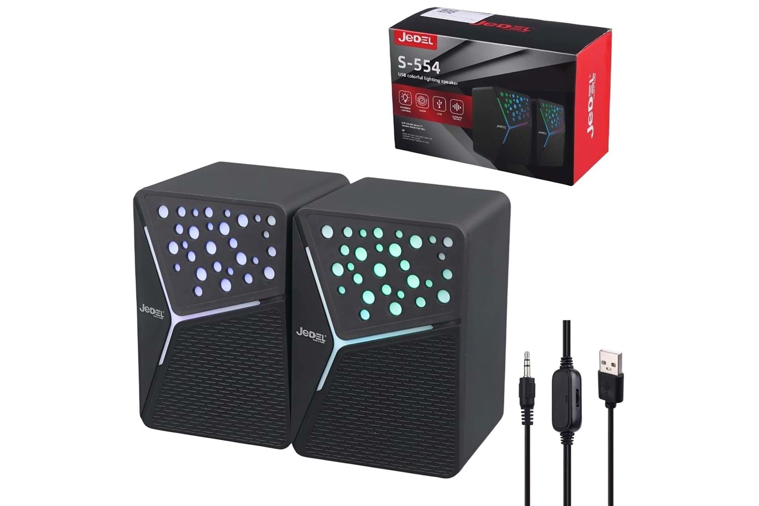 JEDEL USB 1 + 1 COLORFUL RAİNBOW HOPARLÖR S554