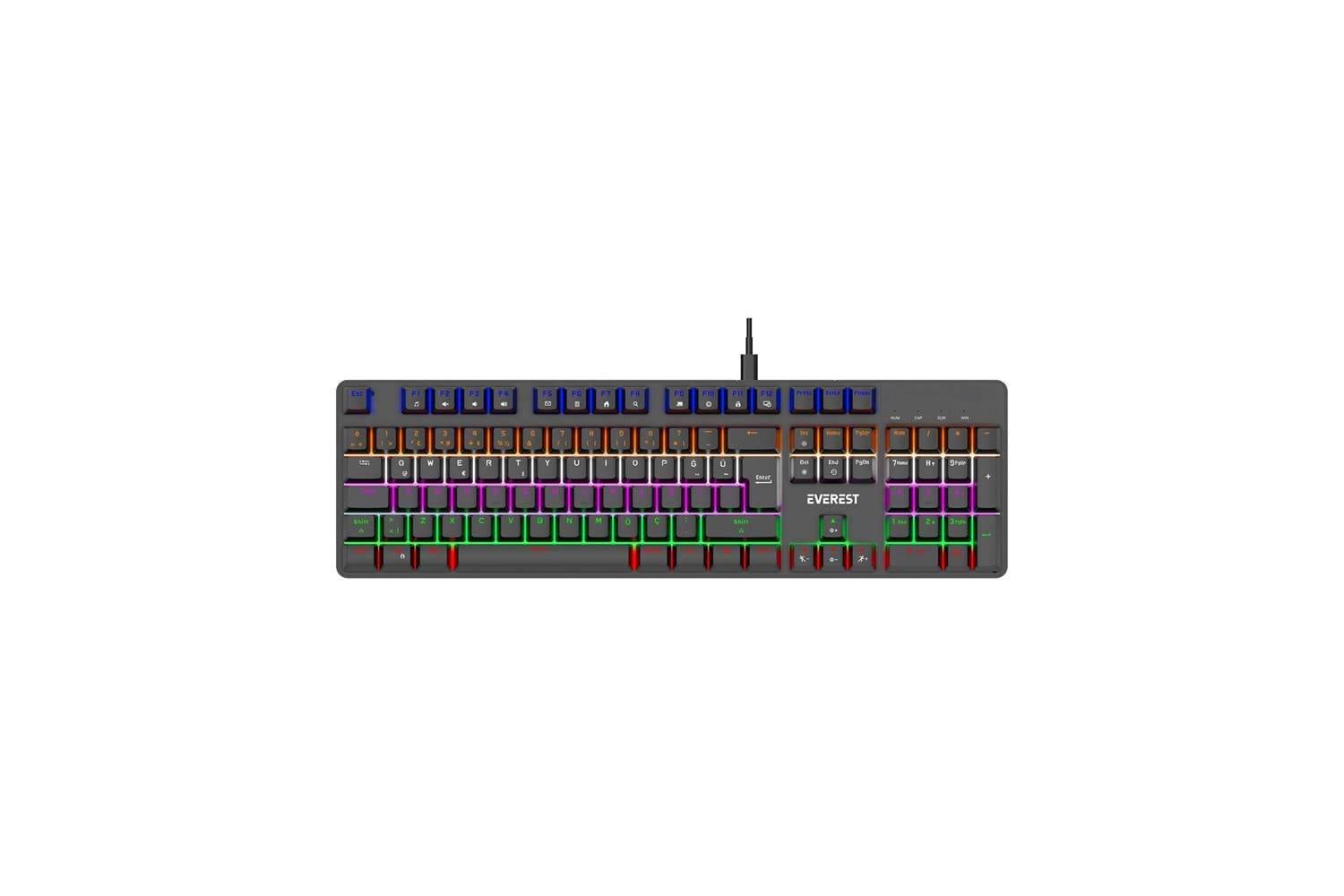 Everest KB-MK1 Lumos SİYAH USB Rainbow Aydınlatmalı Blue Switch Full Anti-Ghosting Mekanik Gaming Oyuncu Klavye