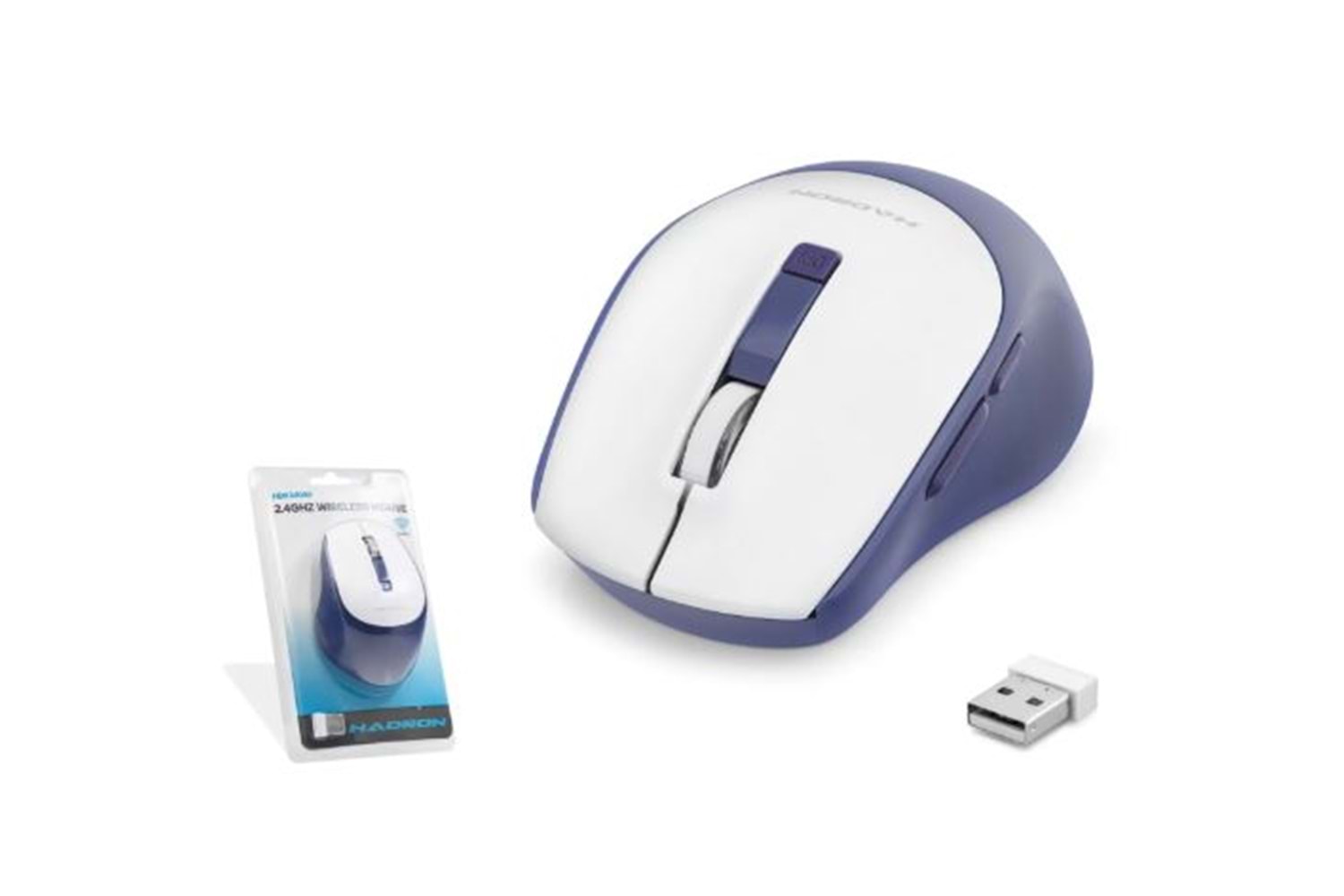 HADRON KABLOSUZ MOUSE ON-OFF BUTTON 1600 DPI - BEYAZ / LACİVERT