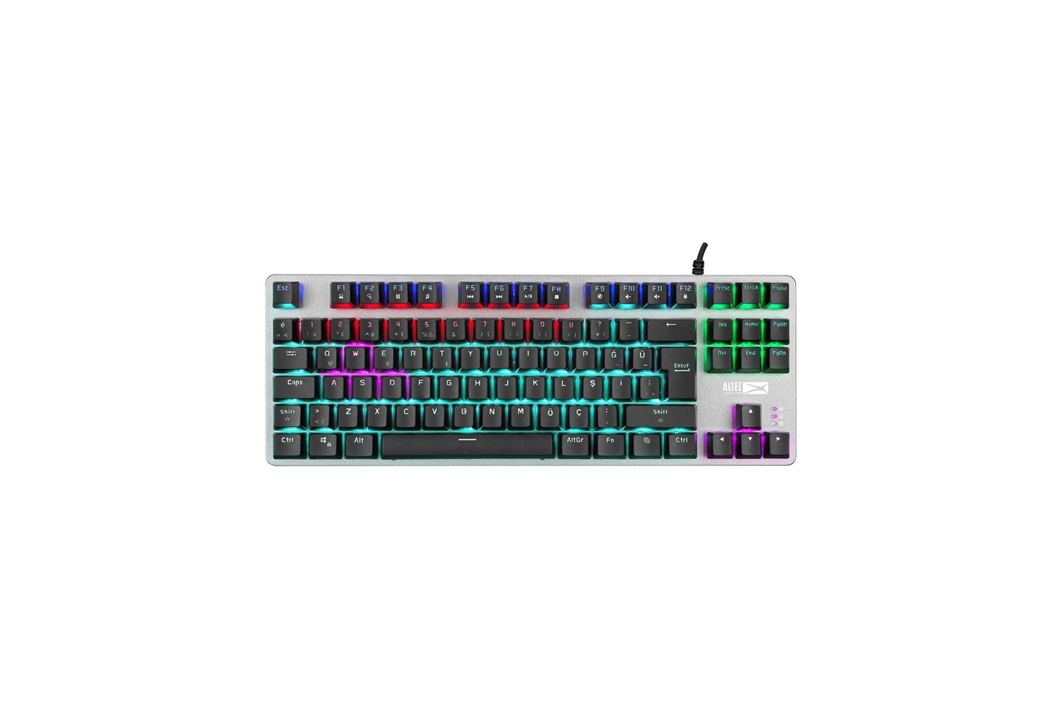ALTEC LANSING SIYAH GUMUS BLUE SWITCH RAINBOW 87 TUSLU SUPER KOMPAKT MEKANIK GAMING KLAVYE