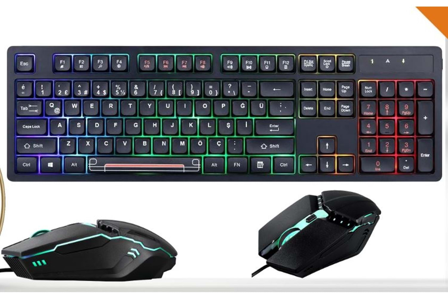 CONCORD Gaming RGB Chocolate Style Klavye + Mouse Set C-66