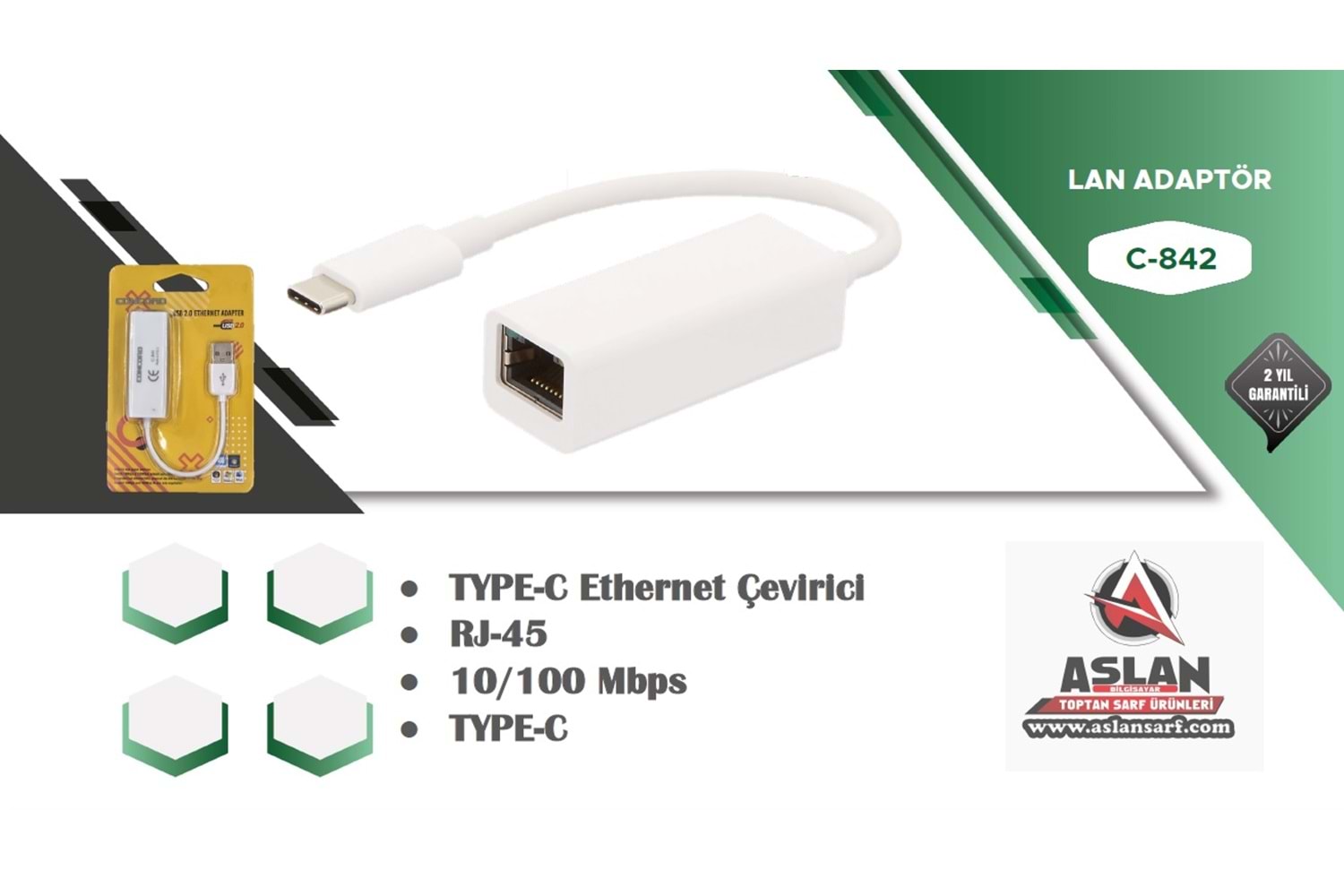 TYPE-C TO ETHERNET ÇEVİRİCİ C842