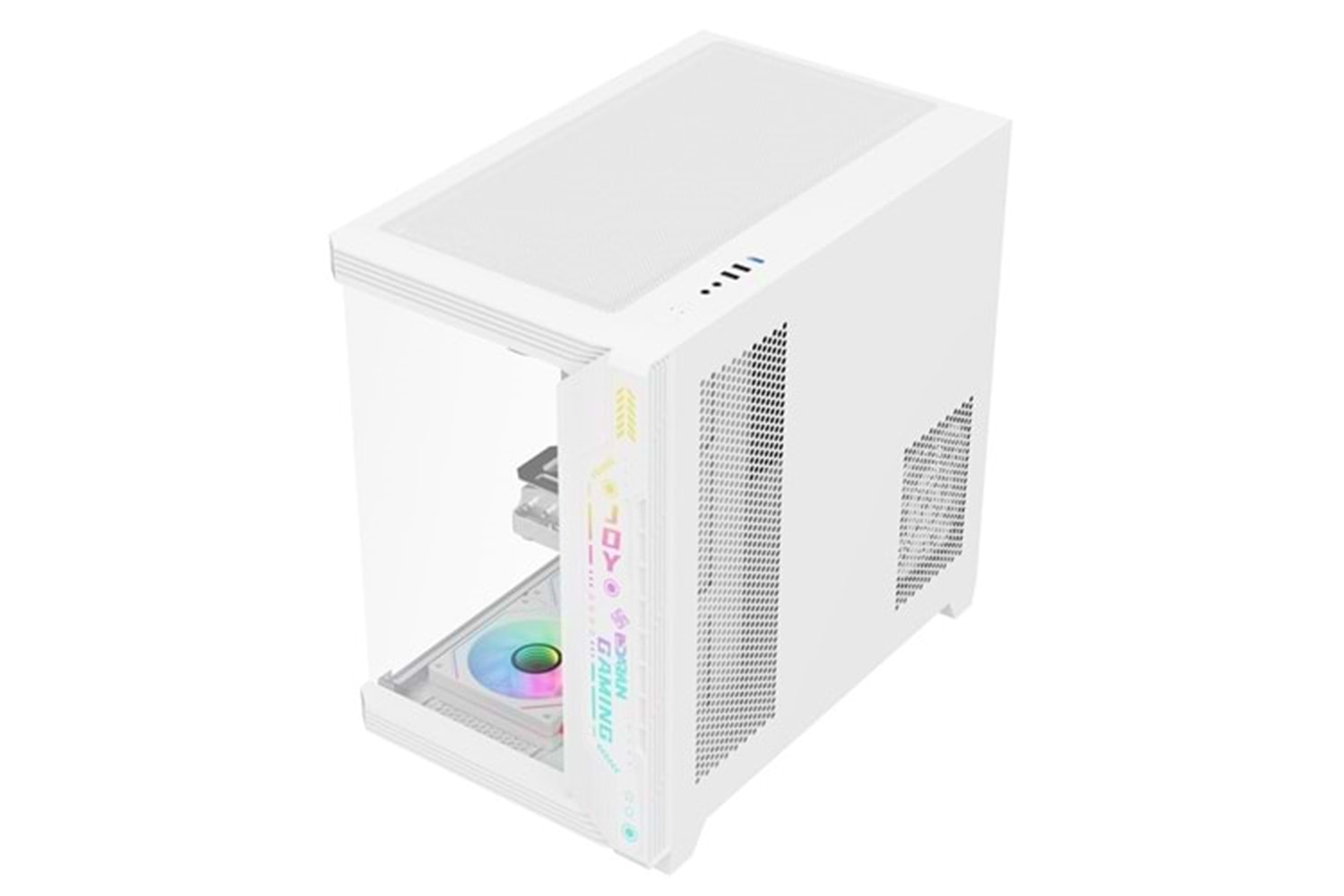 BEYAZ 7 RGB FANLI ATX TEMPERLİ CAM PANEL AKVARYUM GAMİNG BİLGİSAYAR KASASI JOY GAMİNG