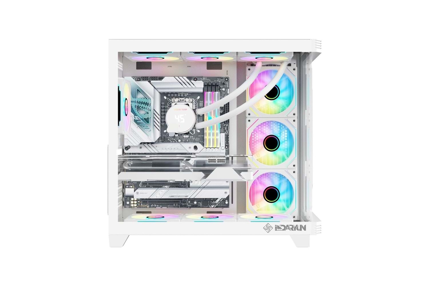 BEYAZ 7 RGB FANLI ATX TEMPERLİ CAM PANEL AKVARYUM GAMİNG BİLGİSAYAR KASASI JOY GAMİNG