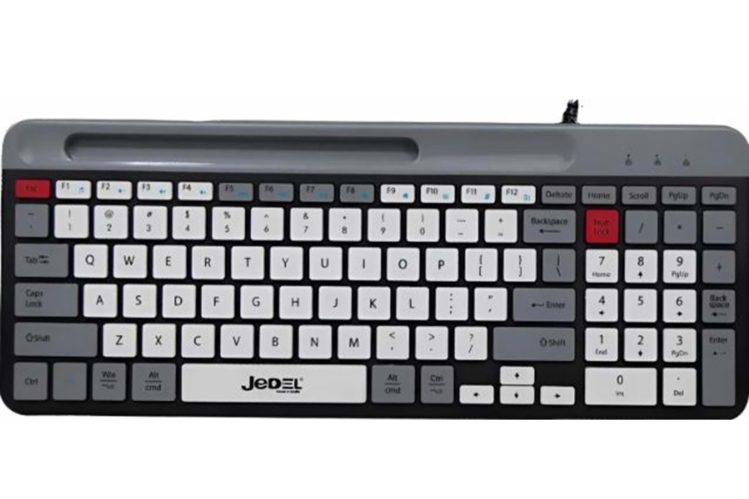 JEDEL K37 USB KABLOLU BEYAZ -GRİ RENKLİ YUMUŞAK TUŞLU HIZLI TEPKİ SESSİZ TUŞLU KLAVYE