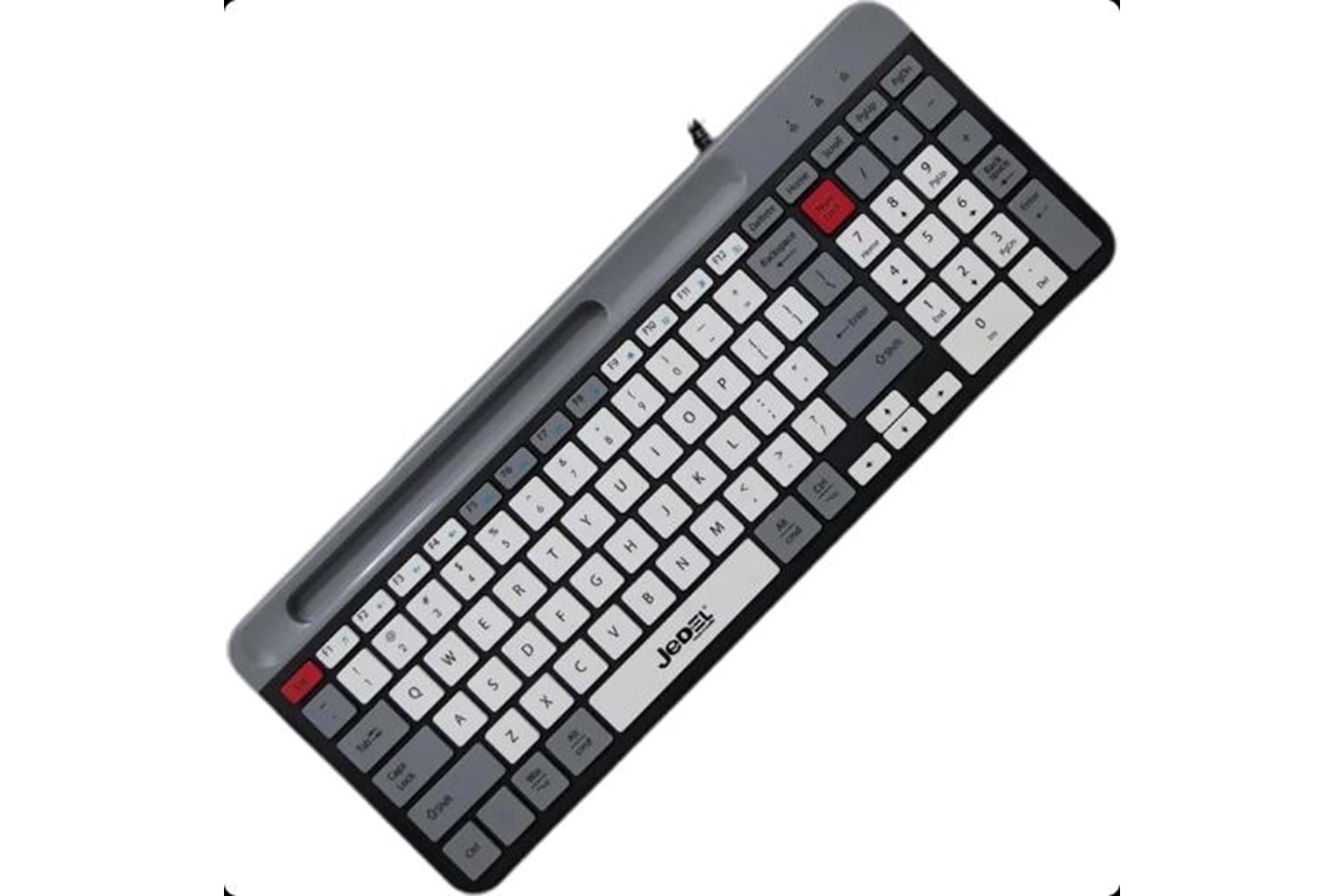 JEDEL K37 USB KABLOLU BEYAZ -GRİ RENKLİ YUMUŞAK TUŞLU HIZLI TEPKİ SESSİZ TUŞLU KLAVYE