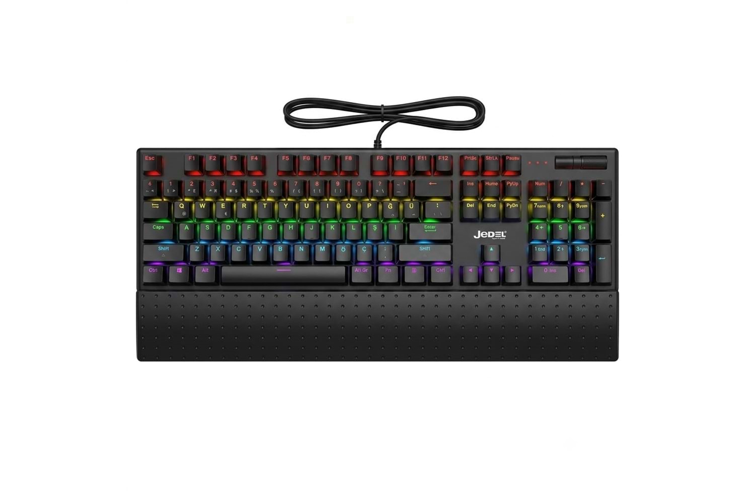 JEDEL KL159P RGB BLUE SWITCH BİLEK DESTEKLİ MEKANİK KABLOLU KLAVYE