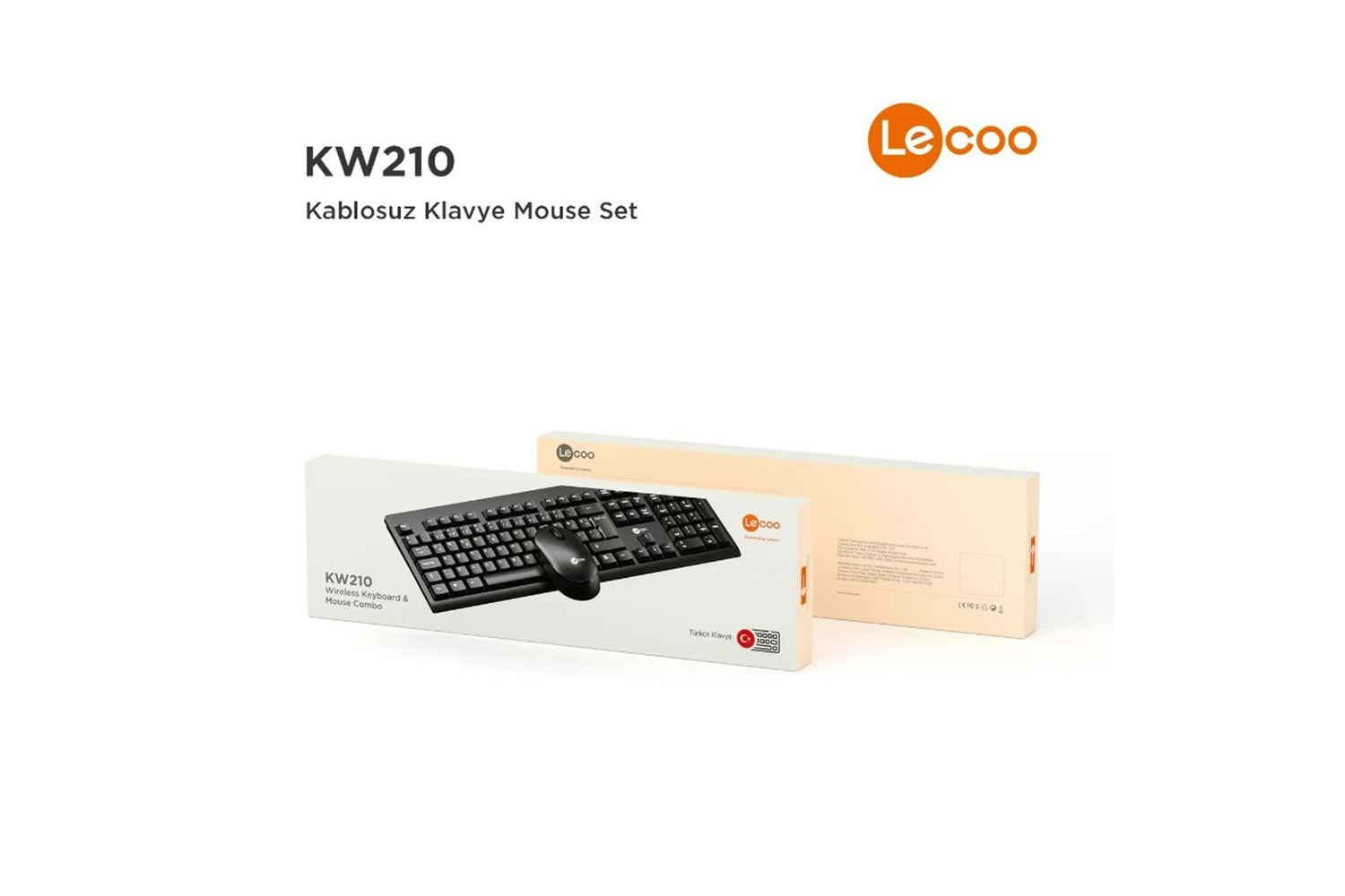 LENOVO LECOO KW210 Kablosuz Türkçe Q Klavye & Mouse Set Siyah