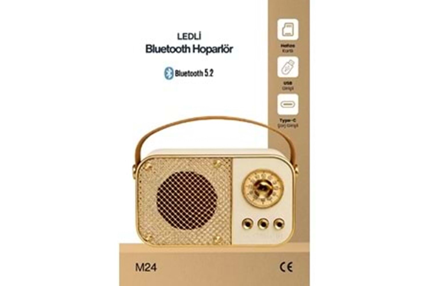 M24 USB/TF Bluetooth Hoparlör Bej M24