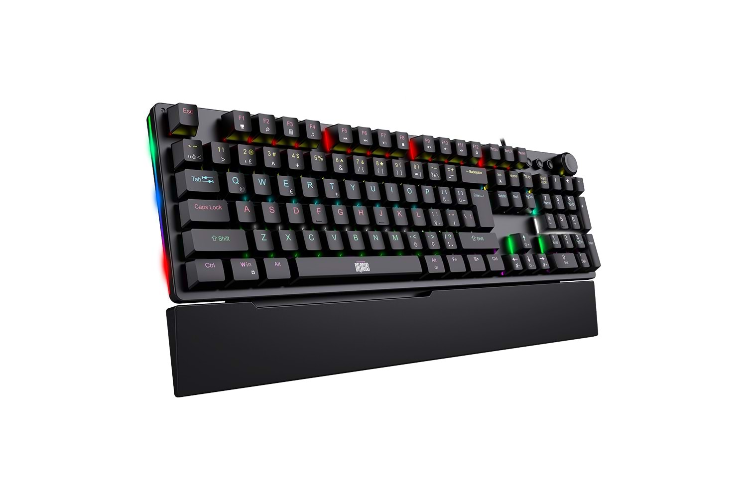 Dragos Natus USB Kablolu Rainbow Makro Gaming Mekanik Klavye Mekanik Bilek Destekli Red Switch Mekanik Rainbow Klavye