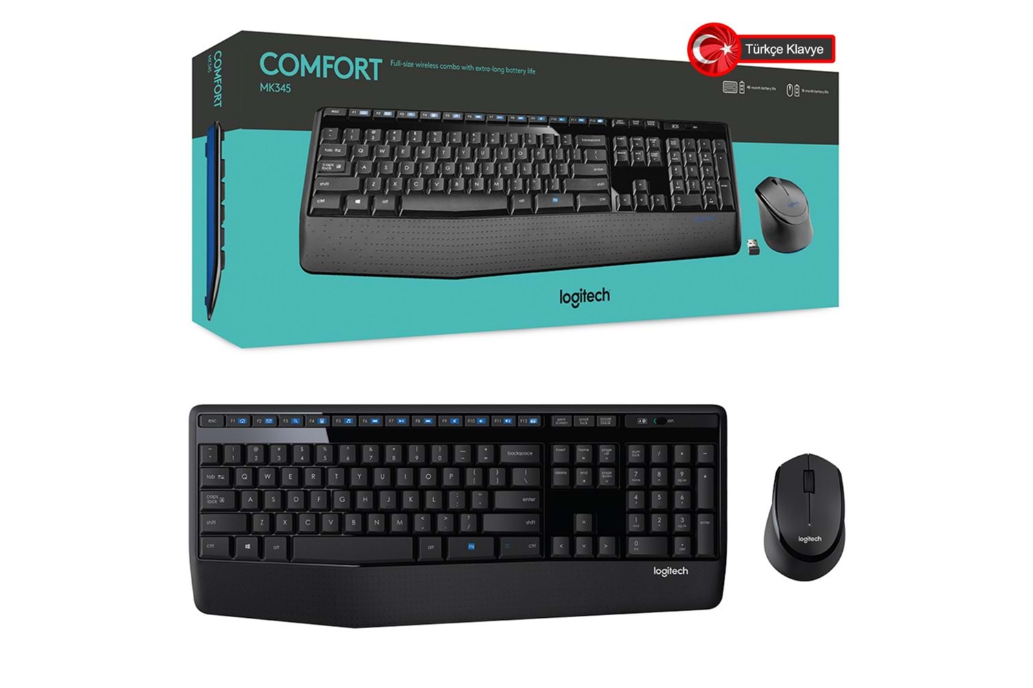 LOGITECH MK345 Q Türkçe Kablosuz Siyah Klavye+ Mouse