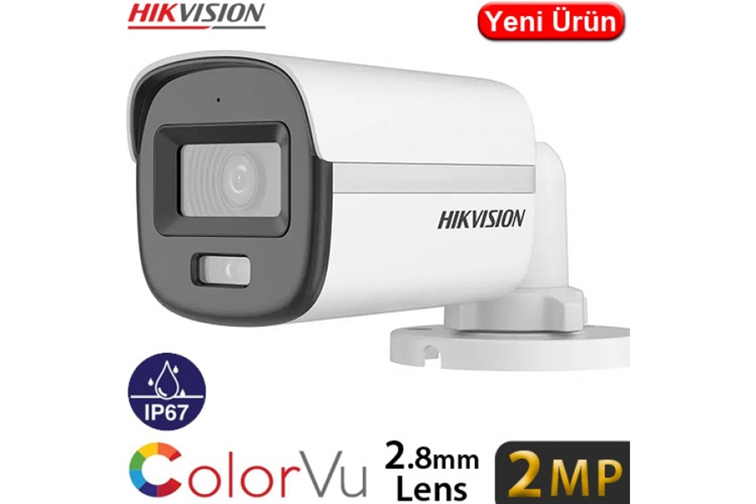 HIKVISION DS-2CE10DF0T-PF 2MP 2.8MM COLORVU MİNİ BULLET KAMERA (TVI/AHD/CVI/CVBS) 20METRE (IP67)