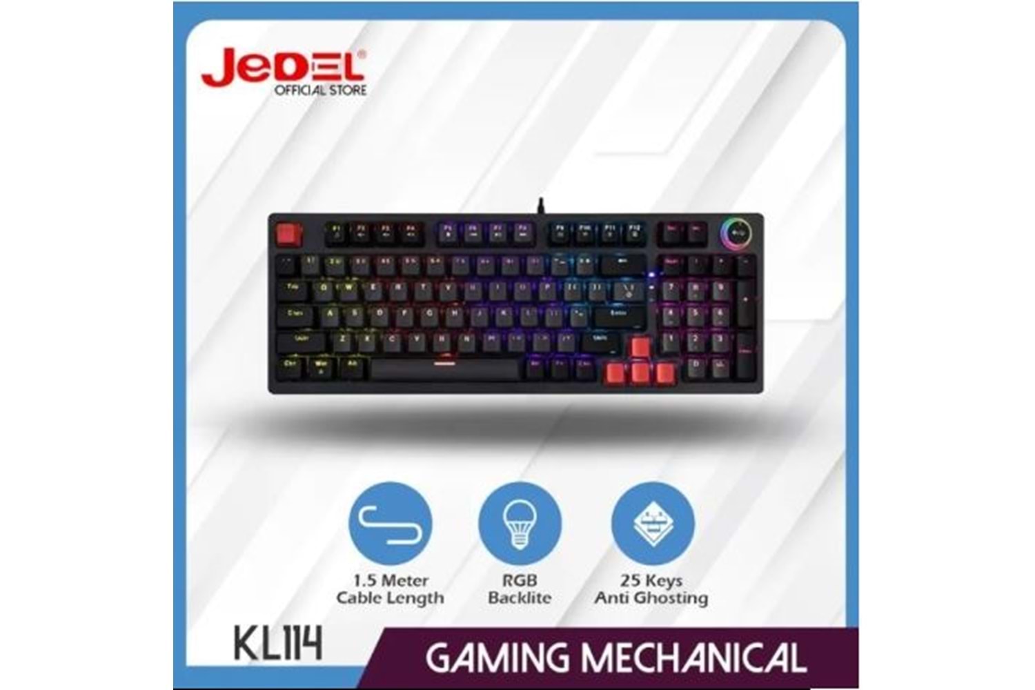 JEDEL KL114 RGB BLUE SWITCH MEKANİK KABLOLU KLAVYE