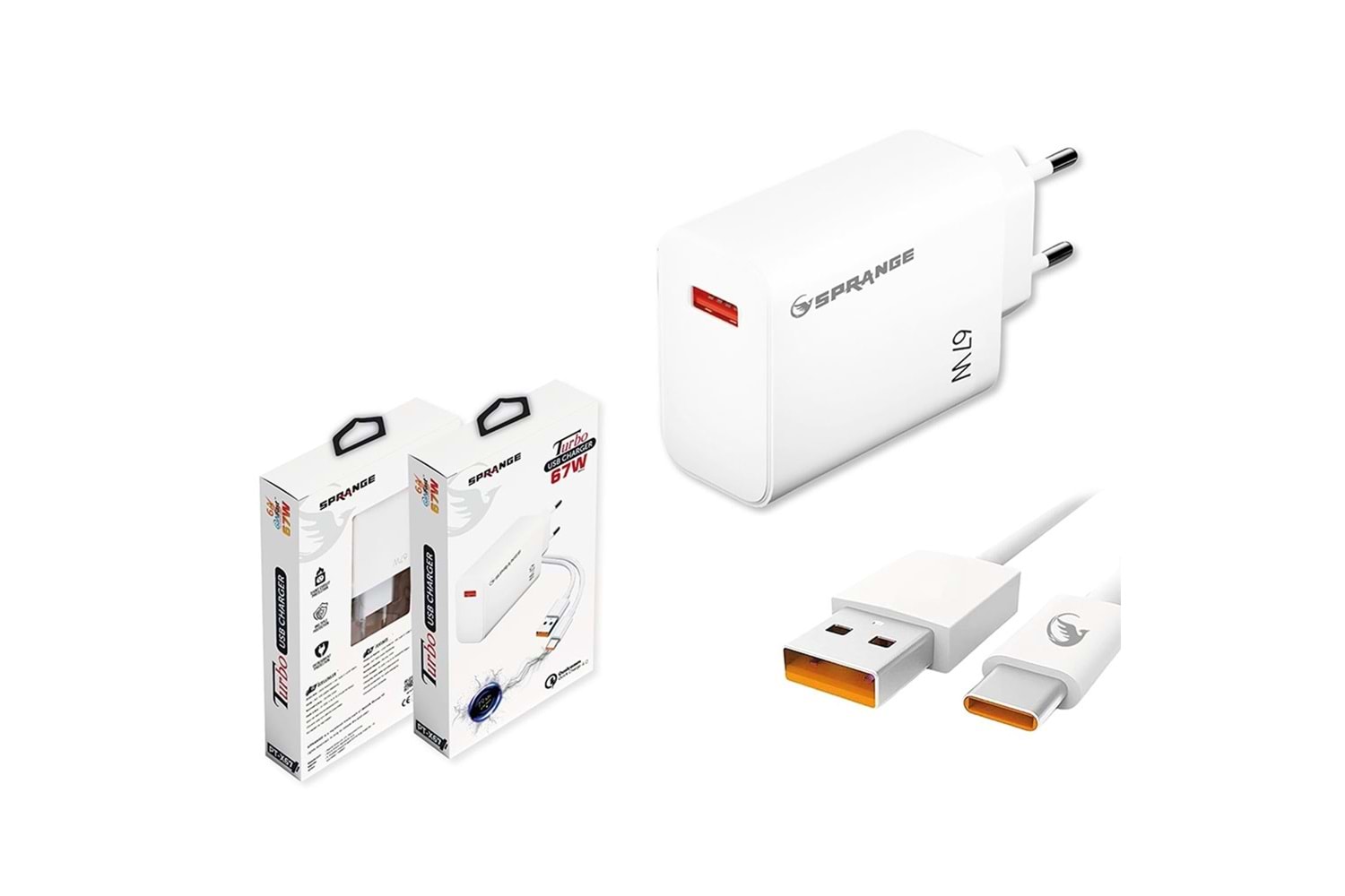SPRANGE PT-X67 67W Turbo USB Şarj USB-C Data & Şarj Kablo