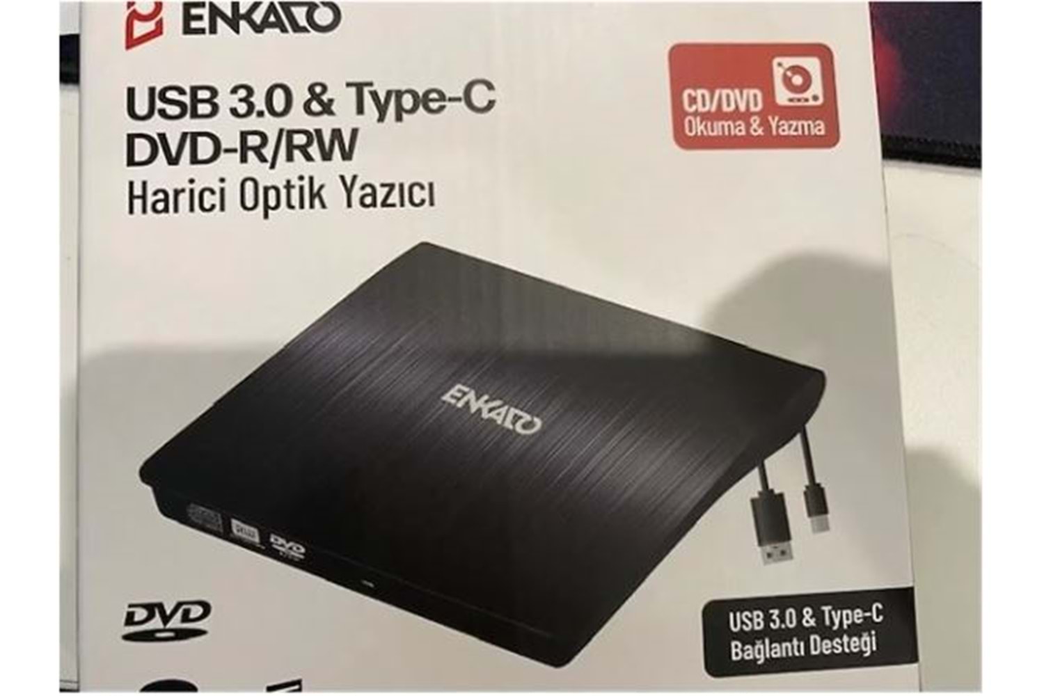 ENKADO EKD-UD120 DVD-R/CD-R/RW HARİCİ OPTİK YAZICI USB 3.0+TYPE-C