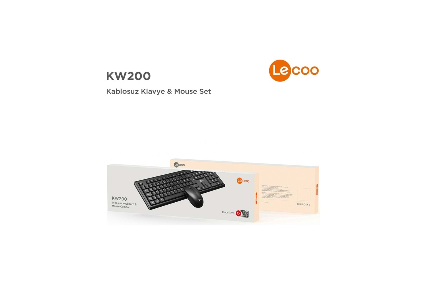 LENOVO LECOO KW200 Kablosuz Türkçe Q Klavye & Mouse Set Siyah