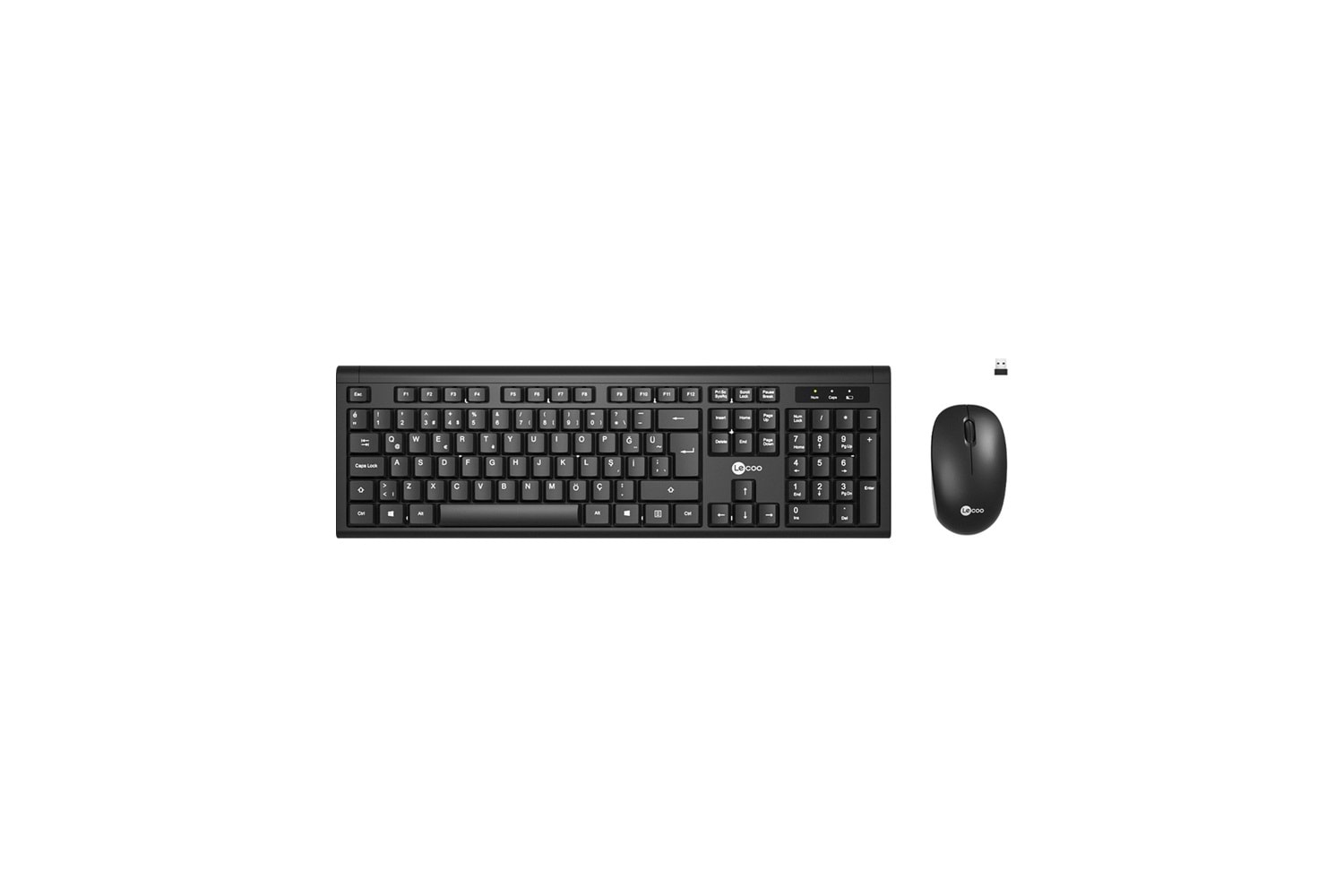 LENOVO LECOO KW200 Kablosuz Türkçe Q Klavye & Mouse Set Siyah