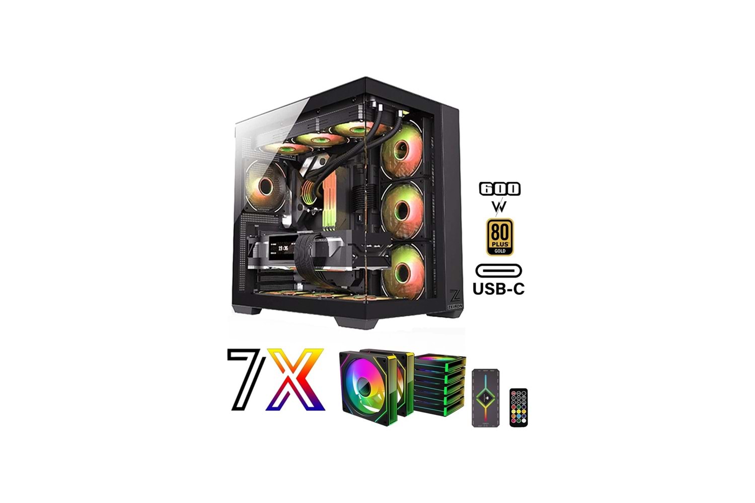 ZEİRON 7X12 RGB 600W 80 + BRONZE KUMANDALI CAM AKVARYUM KASA