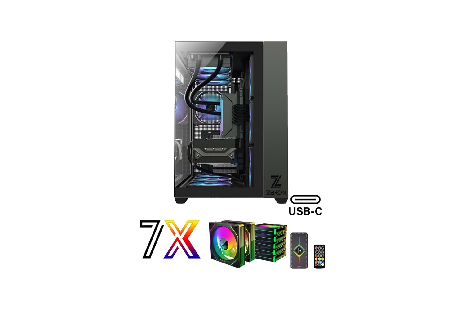 ZEİRON 7X12 RGB 600W 80 + BRONZE KUMANDALI CAM AKVARYUM KASA