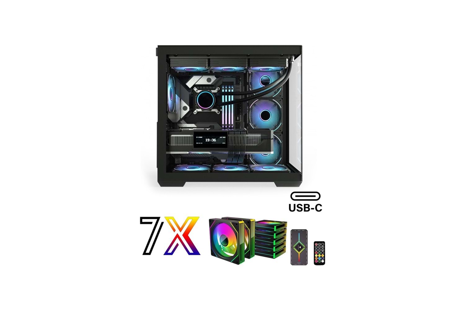 ZEİRON 7X12 RGB 600W 80 + BRONZE KUMANDALI CAM AKVARYUM KASA