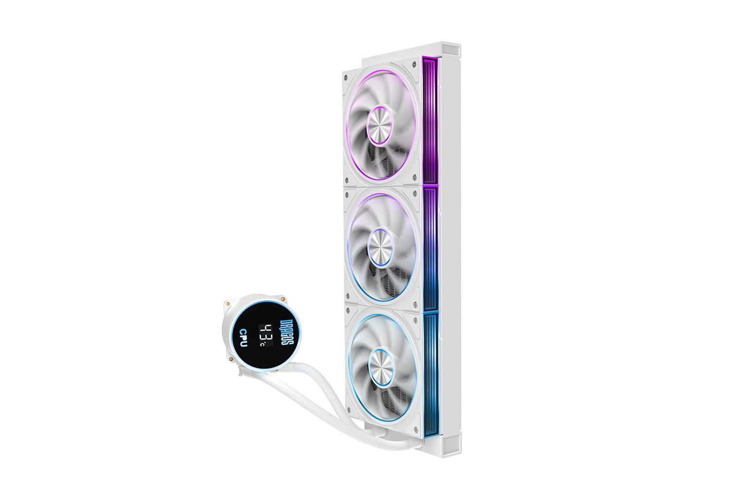 Dragos FrostBite V2 Dijital Isı Göstergeli ARGB 360mm BEYAZ İşlemci Sıvı Soğutucu