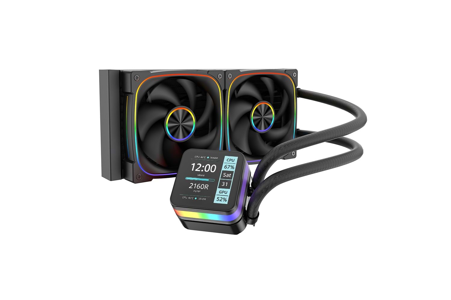 Dragos Rock 240 SİYAH Intel&AMD 240MM Led Ekranlı ARGB Sıvı Soğutucu