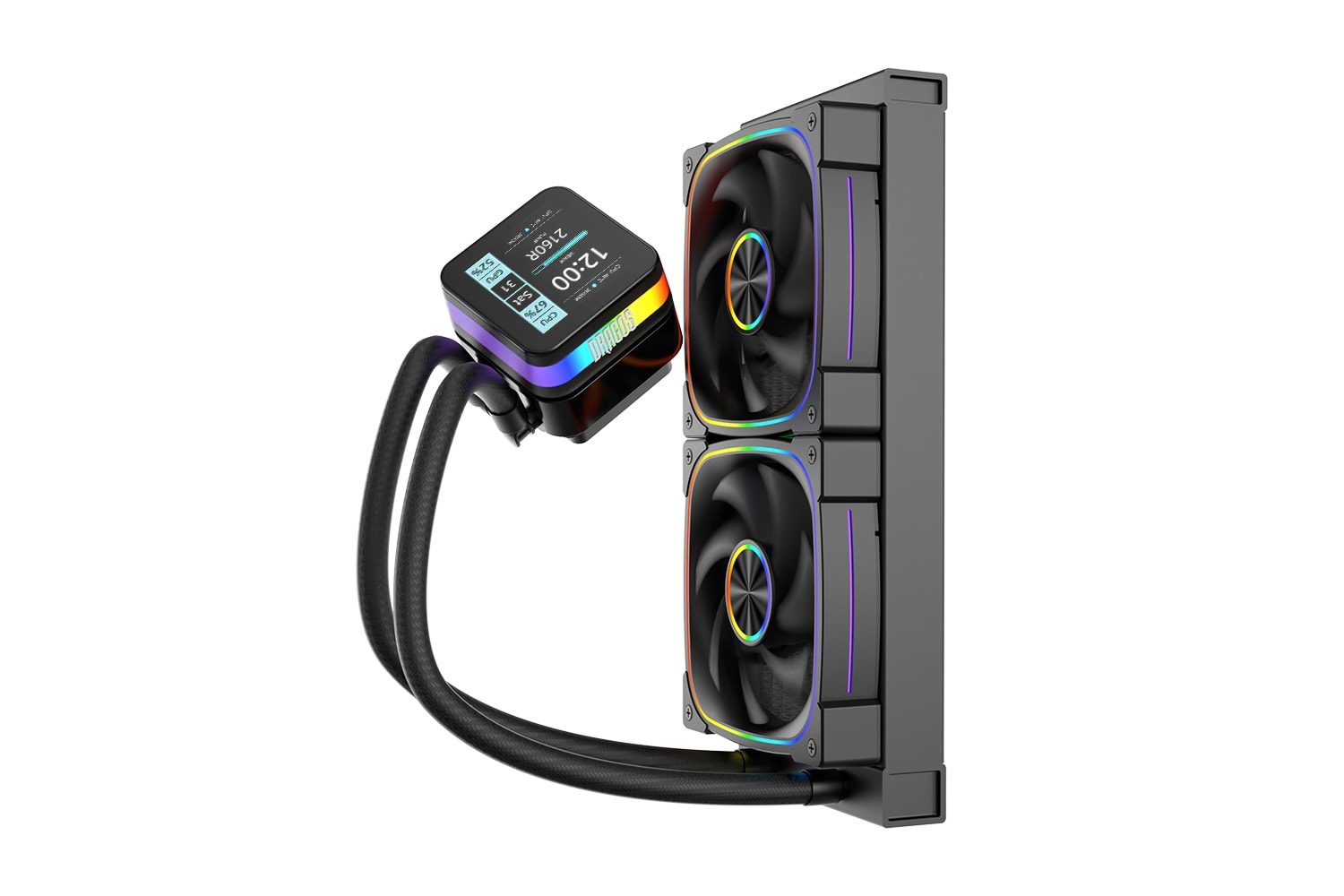 Dragos Rock 240 SİYAH Intel&AMD 240MM Led Ekranlı ARGB Sıvı Soğutucu