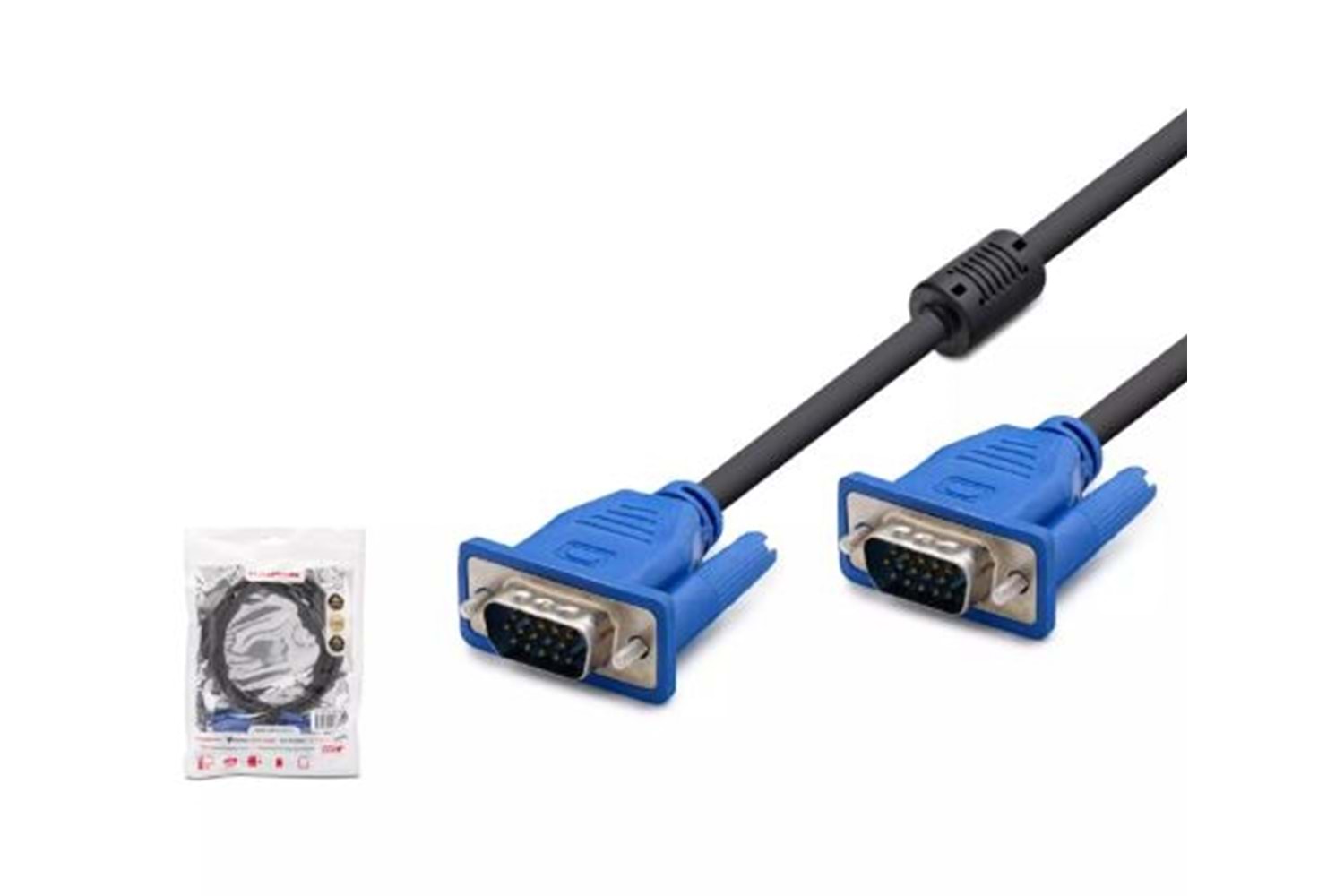 HADRON HDX7848 VGA Kablo OD 6.0 mm 3+4 10mt -Siyah-Mavi