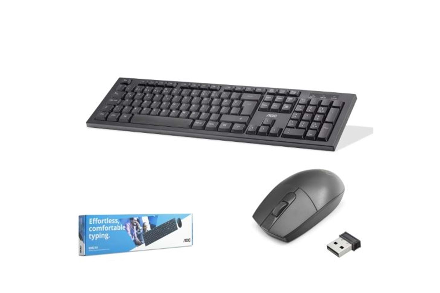 AOC KM210B/38 Kablosuz Türkçe Q Klavye & Mouse Set Siyah