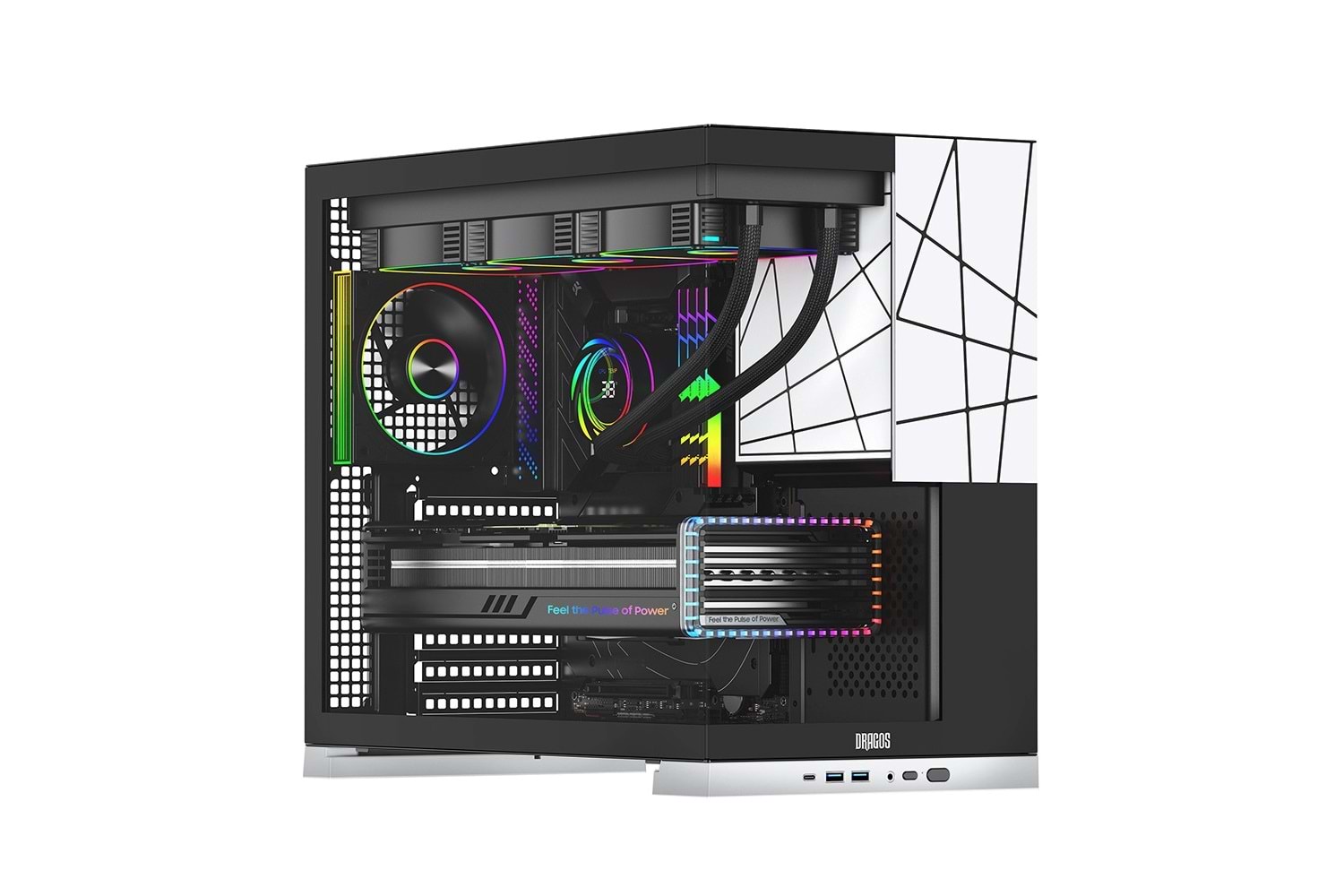 Dragos Prizma 5x Argb Fan Type-C 750W 80+ Bronze PCIe 5.1 ATX 3.0 ATX Mid Tower Kasa Siyah Beyaz