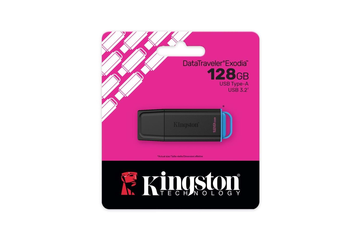 Kingston DTXG2/128GB 128GB Portable USB 3.2 Gen 1 DataTraveler Exodia Black/Blue Flash Bellek