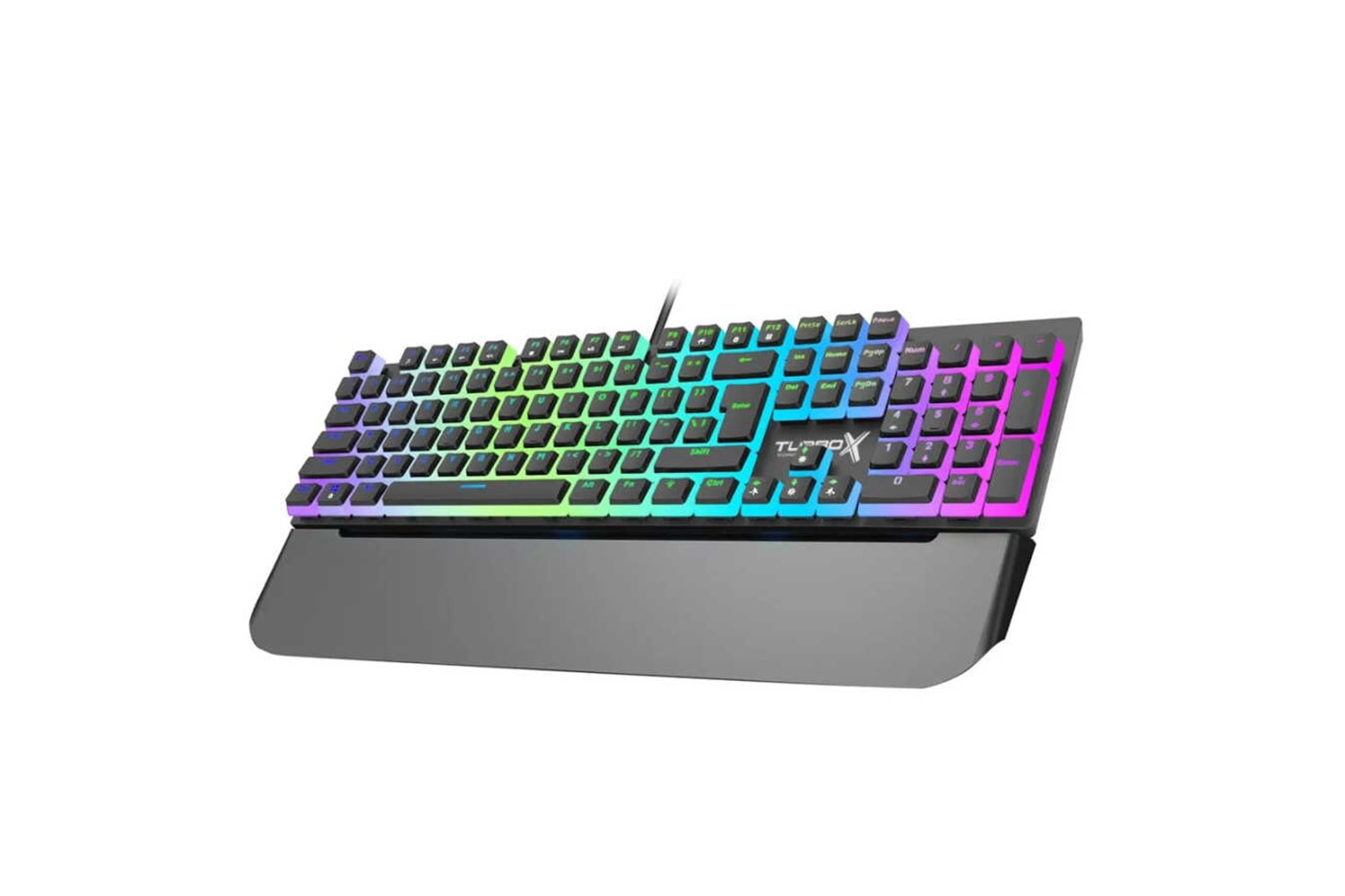 TURBOX PUDDİNG USB Kablolu (SİYAH) Rgb Makro Gaming Mekanik , Tuş Bilek Destekli Blue Switch Mekanik Rainbow Klavye