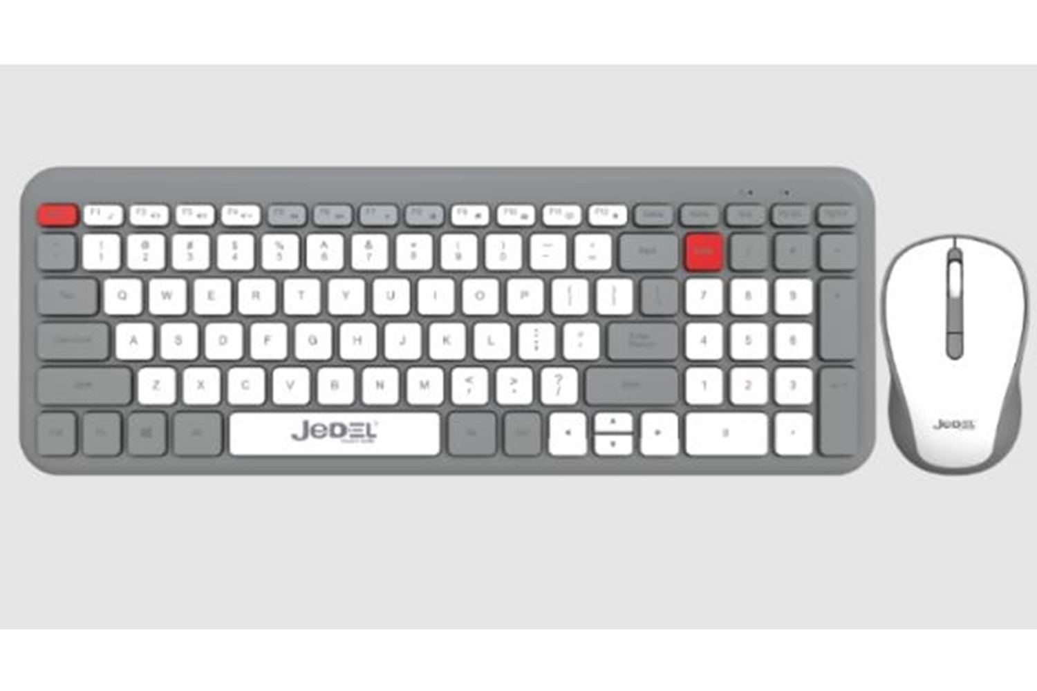 JEDEL YUMUŞAK TUŞLU BT+ 2.4GHZ USB DUAL MODE KABLOSUZ KLAVYE MOUSE SET( GRİ-BEYAZ )