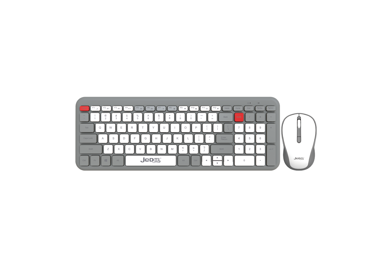 JEDEL YUMUŞAK TUŞLU BT+ 2.4GHZ USB DUAL MODE KABLOSUZ KLAVYE MOUSE SET( GRİ-BEYAZ )