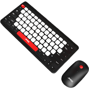 JEDEL USB BT+KABLOSUZ SİYAH -GRİ RENKLİ YUMUŞAK TUŞLU SESSİZ MİNİ KLAVYE + MOUSE SET WS681B