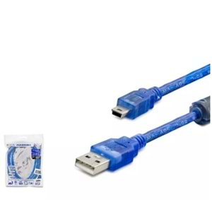 HDX5065 USB MINI V3/5PIN TO USB 1,5M MAVI TRANSPARENT KABLO
