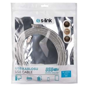 S-link SL-U2005 Usb2.0 5m Yazıcı Kablosu