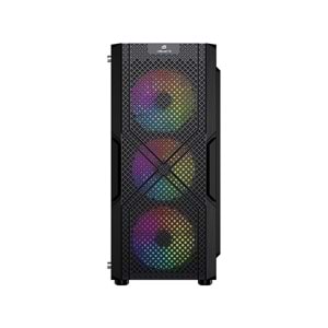 OYUNCU KASA USB 3.0, ATX Mesh Panel, Dahili 4 RGB Fanlı (3 Ön 1 Arka) , Siyah Oyuncu Kasası (PSU yok) GameBooster