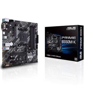 Asus PRIME B550M-K Sata,M2 Ddr4 4440MHz Usb 3.2 Hdmi Vga Dvi Ses G.Lan AM4 mATX Anakart