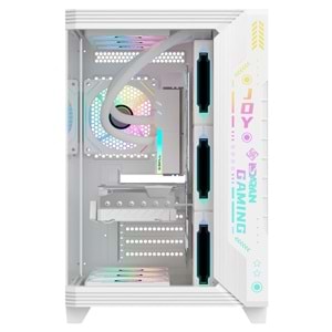 BEYAZ 7 RGB FANLI ATX TEMPERLİ CAM PANEL AKVARYUM GAMİNG BİLGİSAYAR KASASI JOY GAMİNG